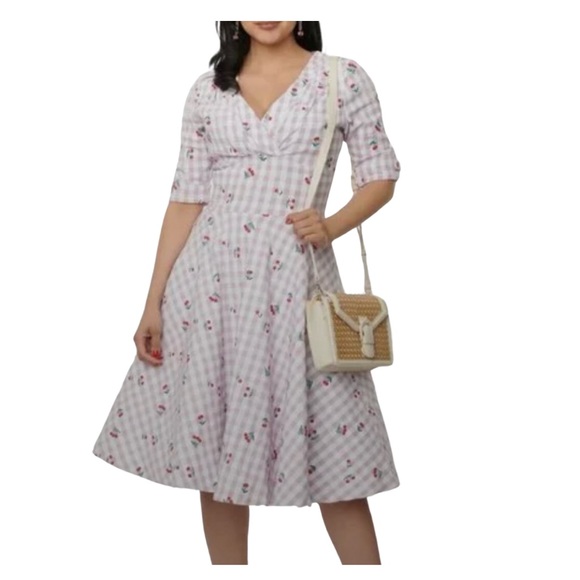 Floral Checkered Dress - Picture 1 of 8